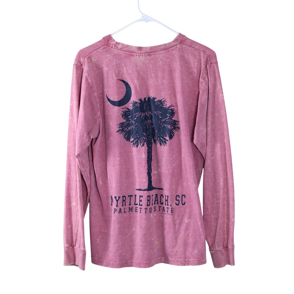 U.S. Vintage Myrtle Beach SC Long Sleeve T-Shirt Pink Acid Wash Palmetto State S